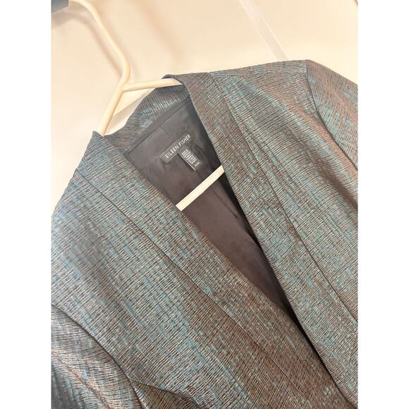 Eileen Fisher Pine Infinity Jacquard Blazer Jacket Shawl Collar Green SZ Medium - Picture 4 of 12